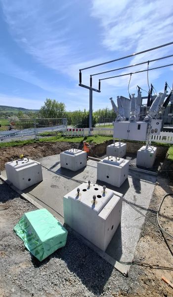 Trafofundamente im Umspannwerk