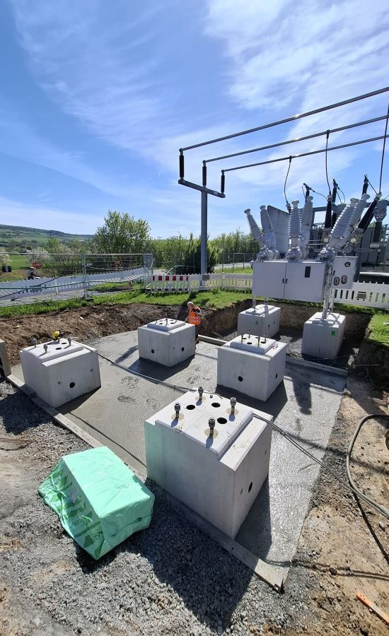 Trafofundamente im Umspannwerk